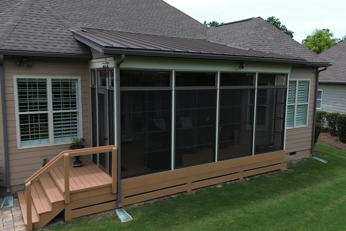 Porch enclosure vinyl-film detail Charlotte North Carolina 3-season addition