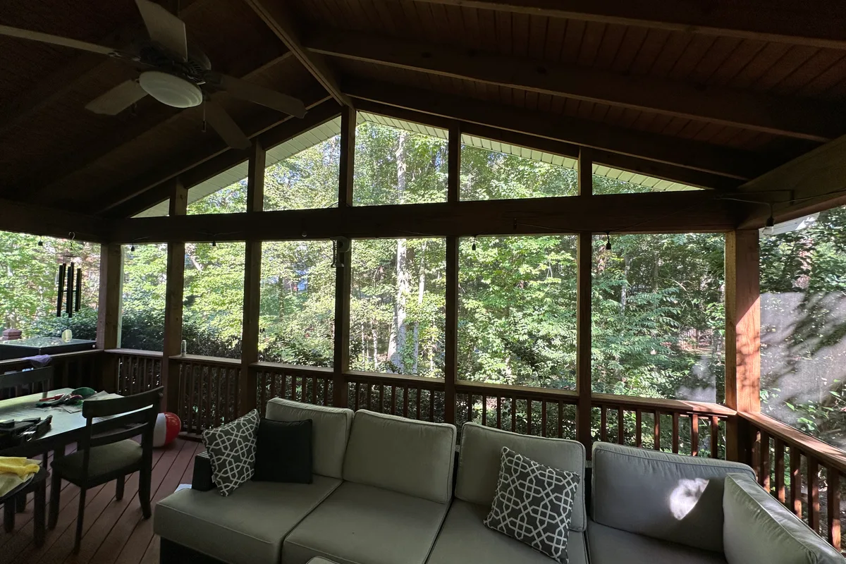 Original screened porch before 3-season room addition in Brambleton, Mecklenburg County