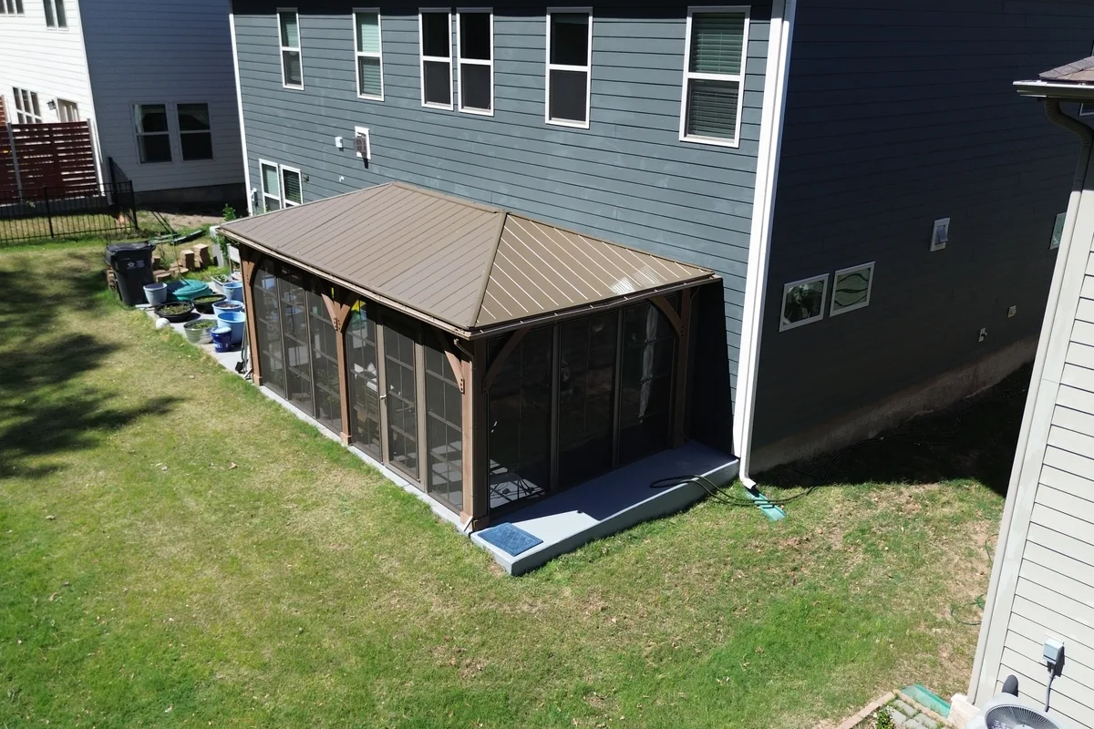 Vinyl film enclosure detail showing professional installation in Mecklenburg County NC