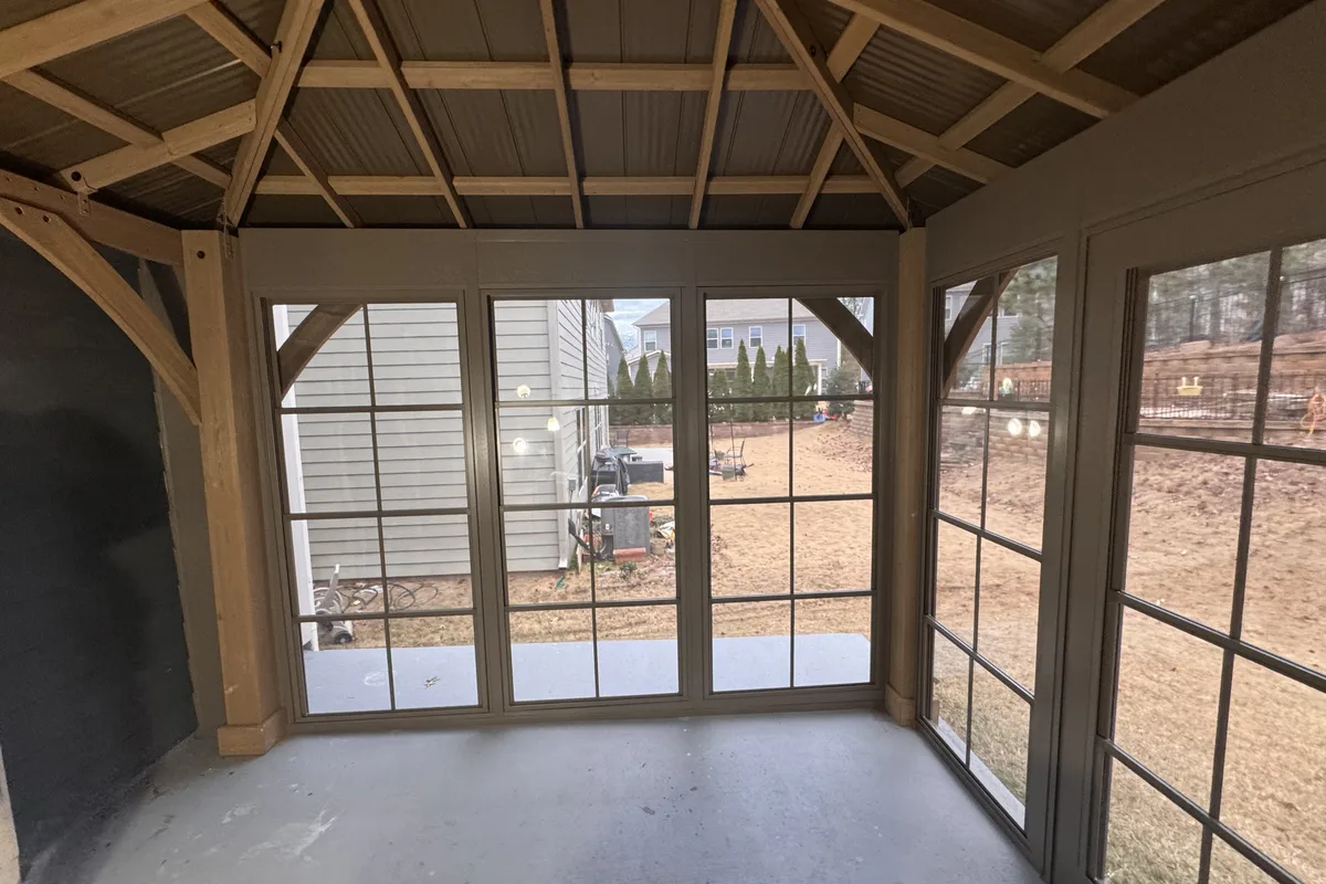 3-season vinyl film sunroom detail work in Mecklenburg County NC