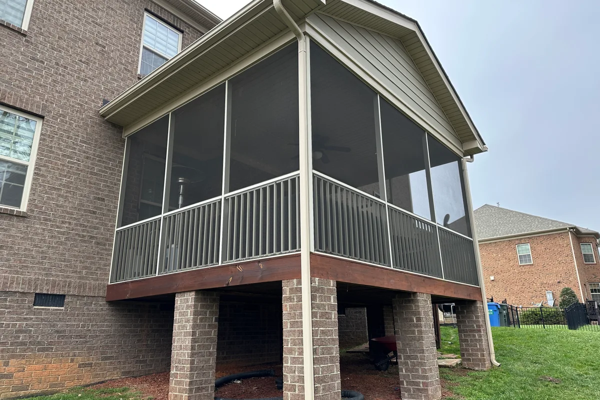 Existing porch structure before vinyl film enclosure installation Mint Hill
