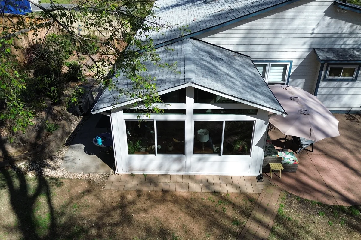 4-season enclosure detail view of completed sunroom Charlotte NC installation
