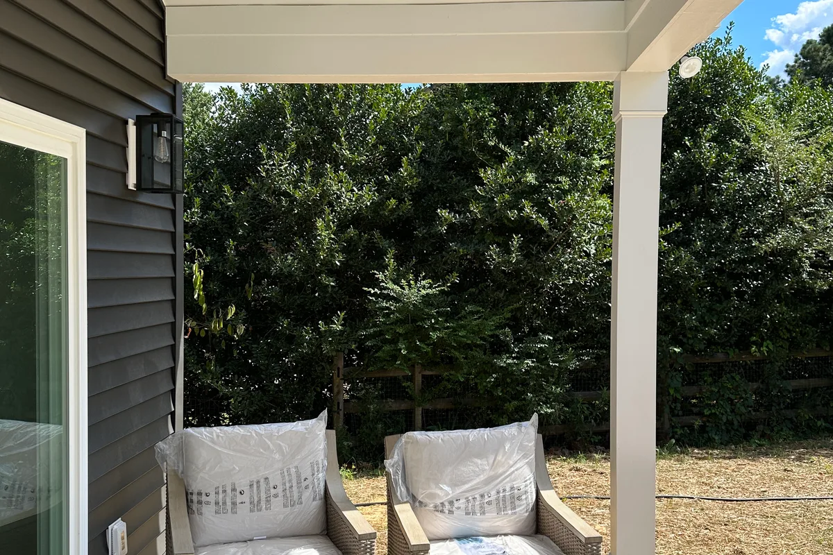 Existing structure in Mint Hill before large retractable screens installation project