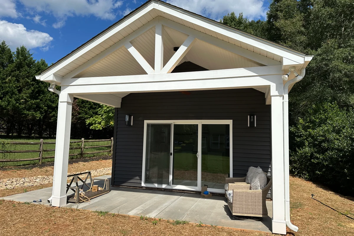 Before exterior view of Mint Hill NC home ready for retractable screen enclosure installation