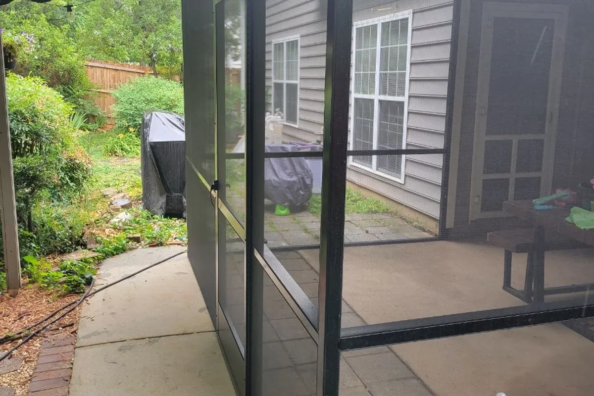 Close-up of completed screen enclosure detail work in Thorston Hill Charlotte NC screened porch